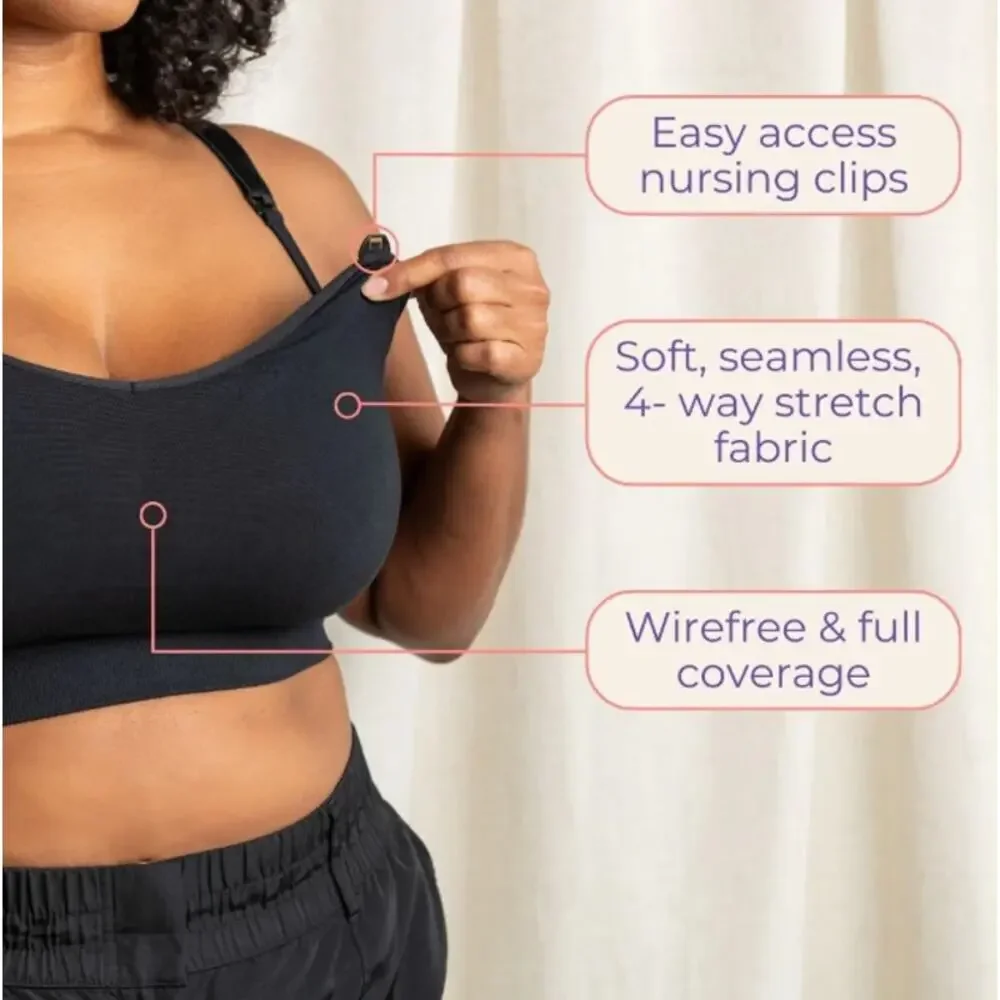 Kindred Bravely for Lansinoh Black Nursing & Wearable Pumping Bra Size M-L